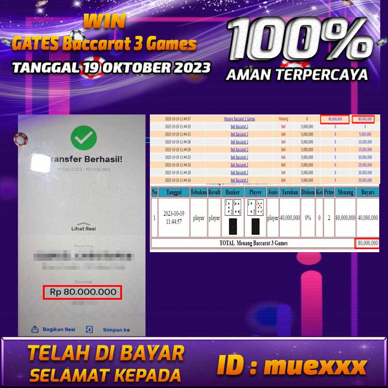 Bukti Pembayaran games hadiah terbesar Tanggal 19 OKTOBER 2023