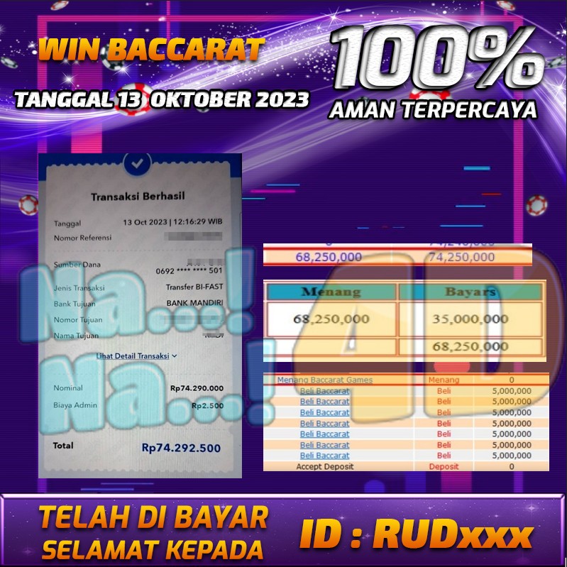 Bukti Pembayaran games hadiah terbesar Tanggal 13 OKTOBER 2023