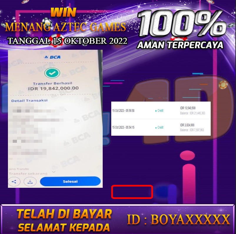 Bukti Pembayaran games hadiah terbesar Tanggal 15 OKTOBER 2023