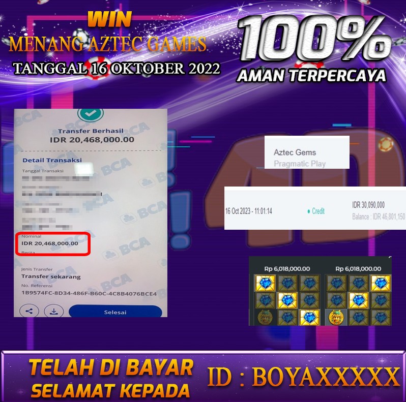 Bukti Pembayaran games hadiah terbesar Tanggal 16 OKTOBER 2023