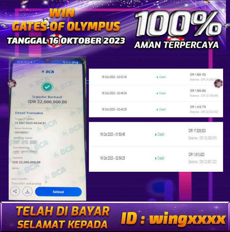 Bukti Pembayaran games hadiah terbesar Tanggal 16 OKTOBER 2023