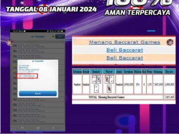 Bukti Pembayaran hadiah games terbesar Tanggal 08 januari 2024