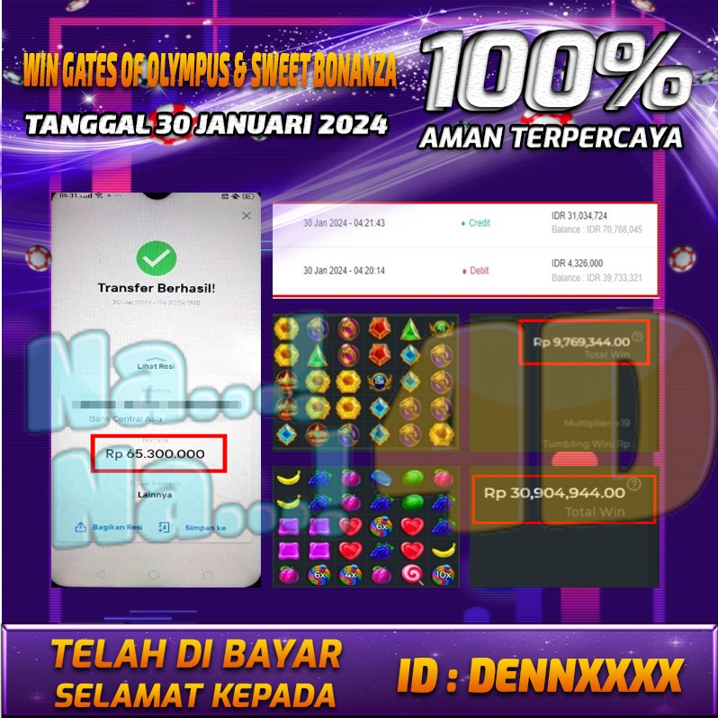 Bukti Pembayaran hadiah games terbesar Tanggal 30 januari 2024