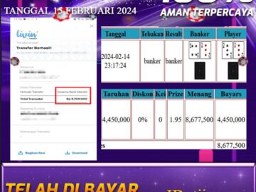 Bukti Pembayaran hadiah Togel terbesar Tanggal 15 Februari 2024