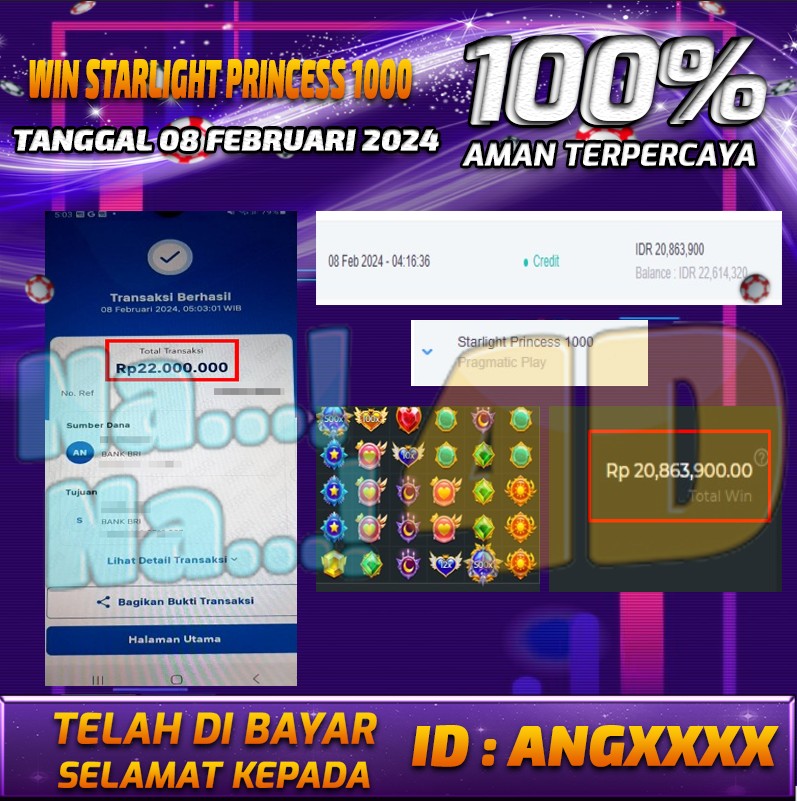 Bukti Pembayaran hadiah games terbesar Tanggal 08 FEBRUARI 2024