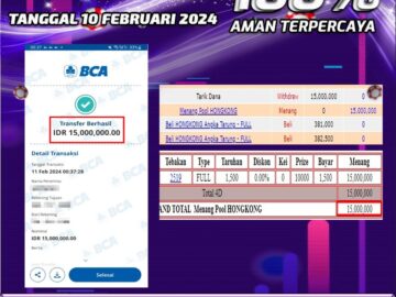 Bukti Pembayaran hadiah Togel terbesar Tanggal 11 Februari 2024