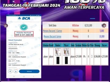 Bukti Pembayaran hadiah games terbesar Tanggal 19 Februari 2024