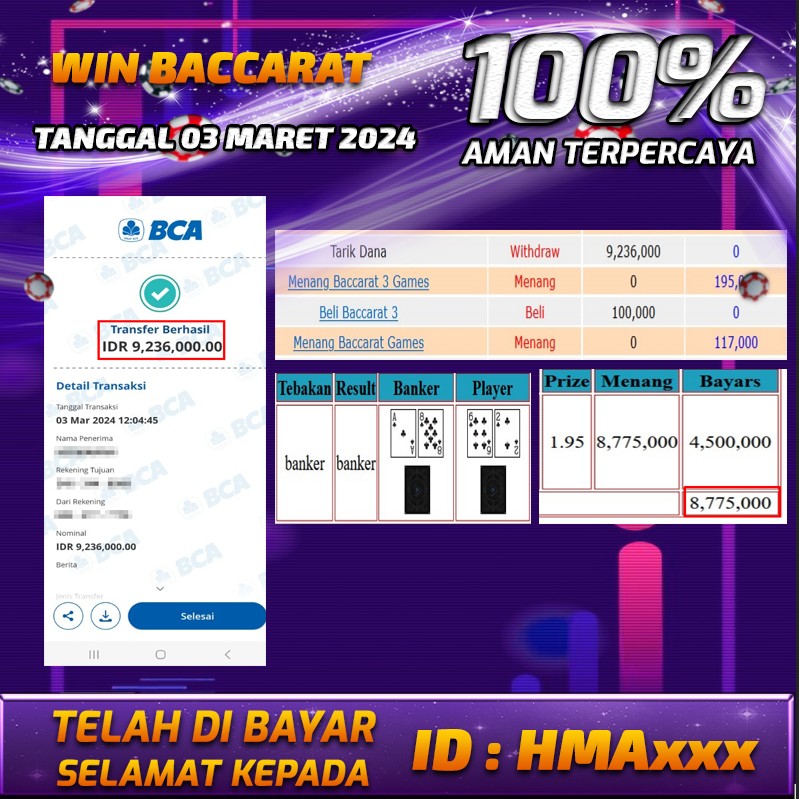 Bukti Pembayaran hadiah games terbesar Nono4d Tanggal 03 Maret 2024