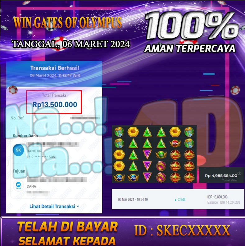 Bukti Pembayaran hadiah games terbesar nana4d Tanggal 06 Maret 2024