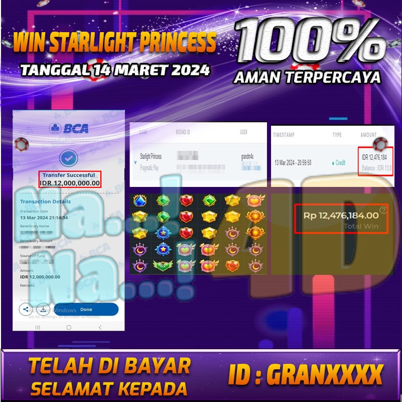 Bukti Pembayaran NANA4D hadiah Games terbesar Tanggal 14 maret 2024