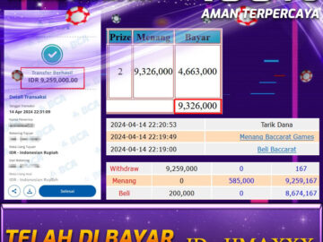 Bukti Pembayaran NONO4D hadiah Games terbesar Tanggal 15 APRIL 2024