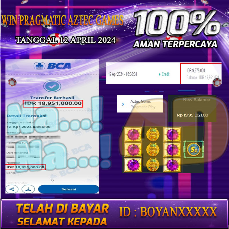 Bukti Pembayaran NANA4D hadiah games terbesar Tanggal 12 APRIL 2024