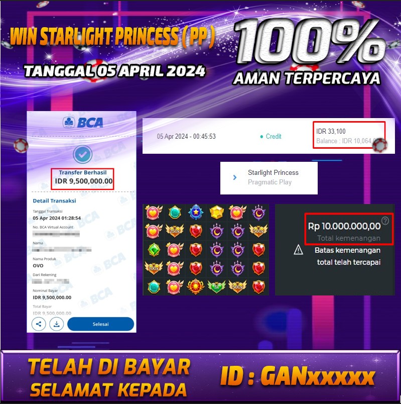 Bukti Pembayaran NONO4D hadiah Games terbesar Tanggal 05 APRIL 2024