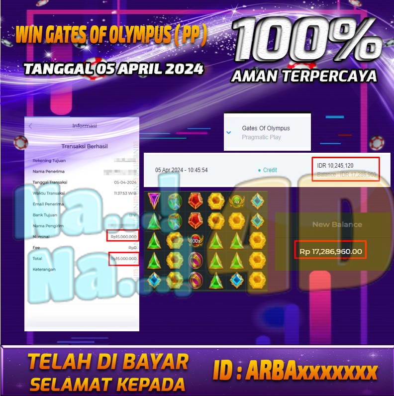 Bukti Pembayaran NANA4D hadiah Togel terbesar Tanggal 05 APRIL 2024