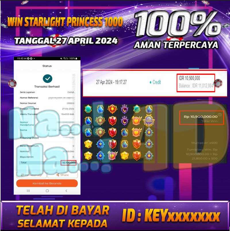 Bukti Pembayaran NANA4D hadiah Games 27 APRIL 2024