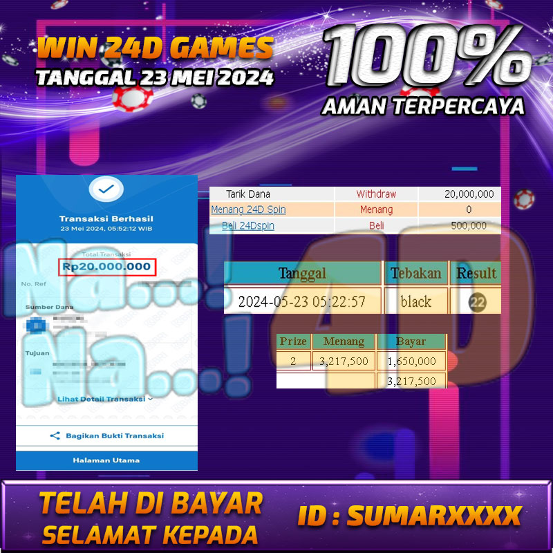 Bukti Pembayaran NANA4D hadiah Games 23 mei 2024