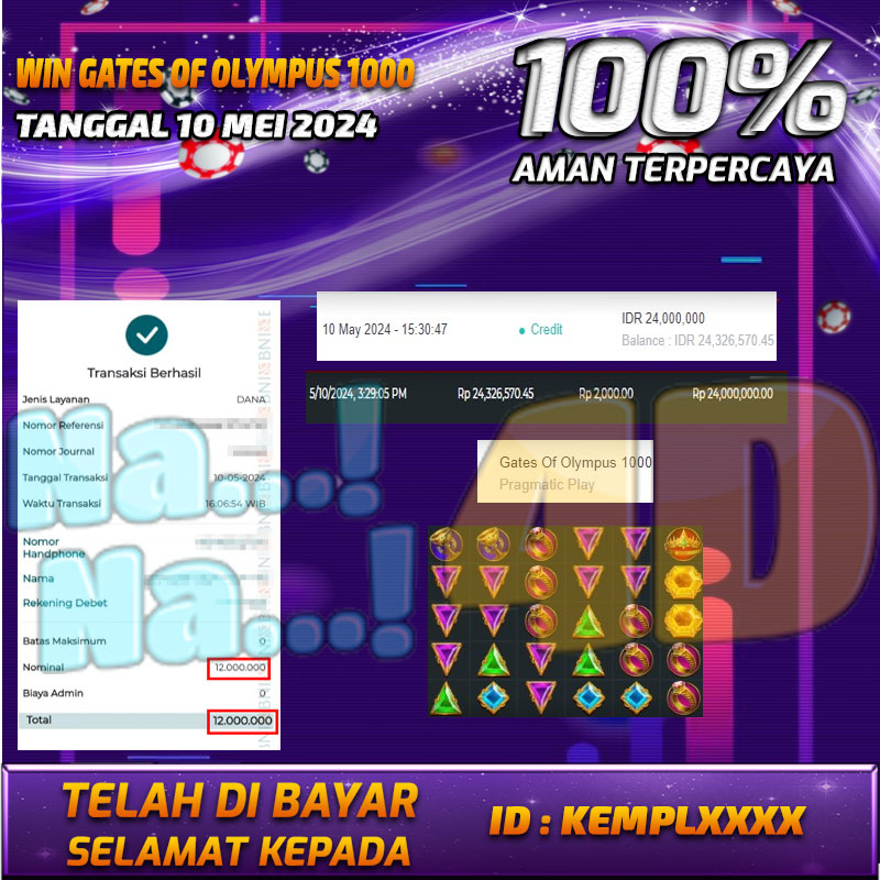 Bukti Pembayaran NANA4D hadiah Games 10 mei 2024