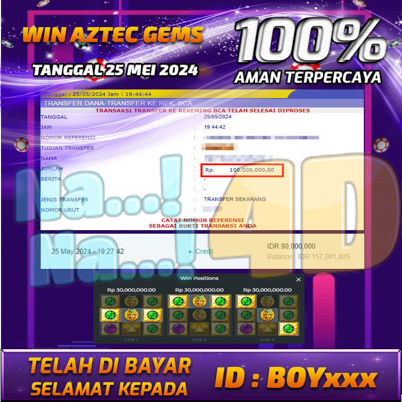 Bukti Pembayaran NANA4D hadiah Games 25 mei 2024