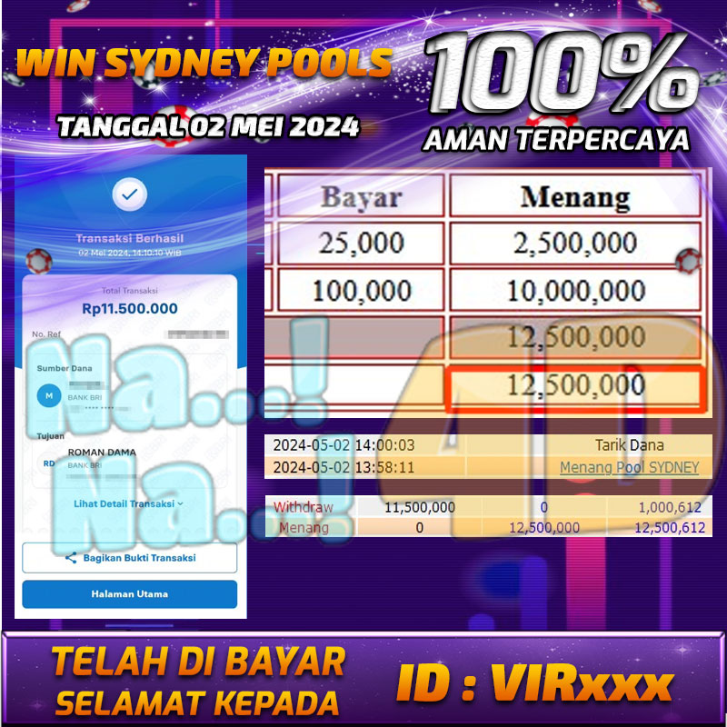 Bukti Pembayaran NANA4D hadiah Togel 02 MEI 2024