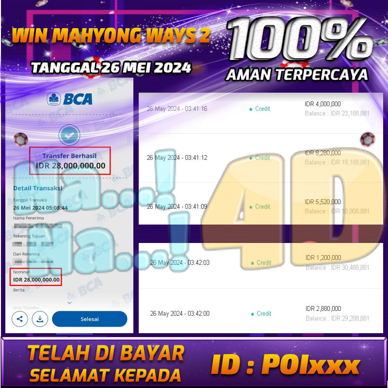 Bukti Pembayaran NANA4D hadiah Games 26 mei 2024