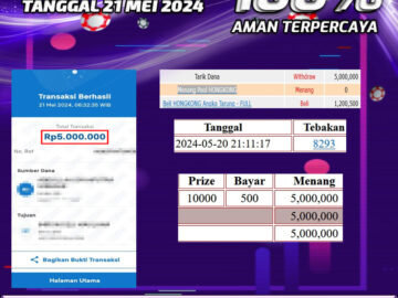 Bukti Pembayaran NONO4D hadiah Togel 21 MEI 2024