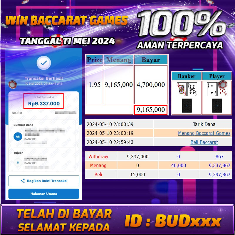 Bukti Pembayaran NONO4D hadiah Games 11 mei 2024