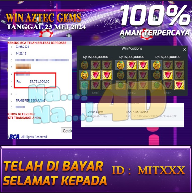 Bukti Pembayaran NANA4D hadiah Games 23 mei 2024