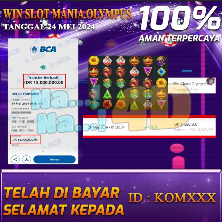 Bukti Pembayaran NANA4D hadiah Games 24 mei 2024