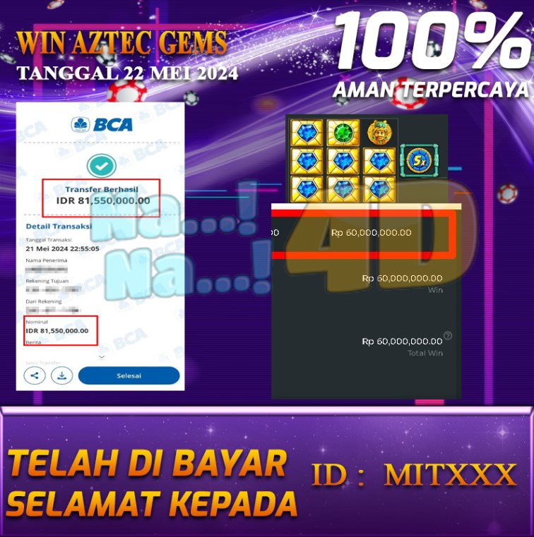 Bukti Pembayaran NANA4D hadiah Games 22 mei 2024