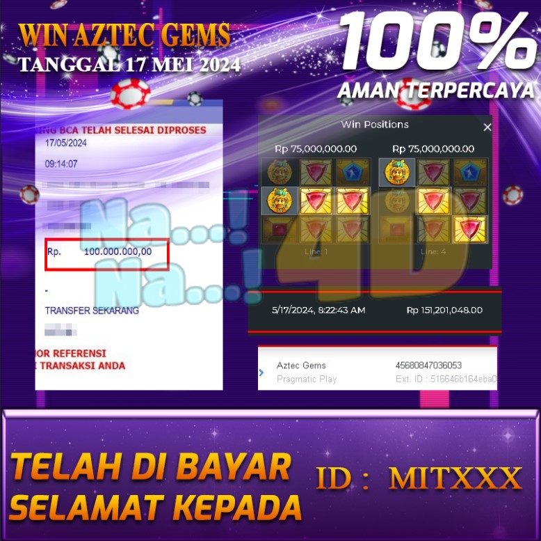 Bukti Pembayaran NANA4D hadiah Games 17 mei 2024