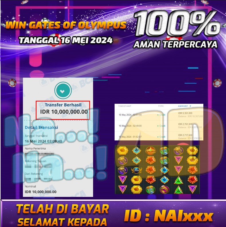 Bukti Pembayaran NANA4D hadiah Games 16 mei 2024