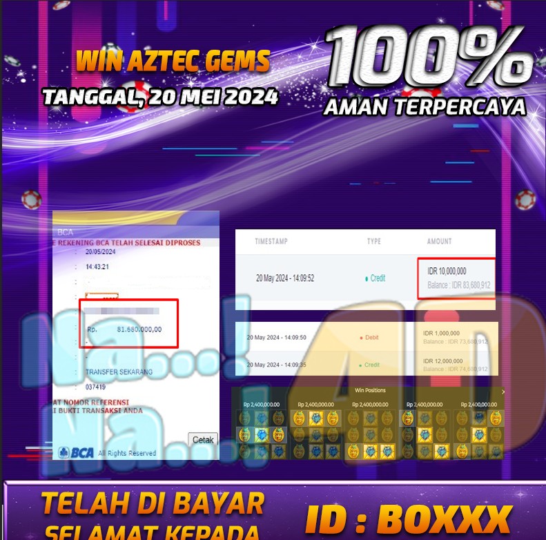 Bukti Pembayaran NANA4D hadiah Games 20 mei 2024