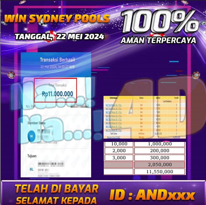 Bukti Pembayaran NANA4D hadiah Togel 22 mei 2024