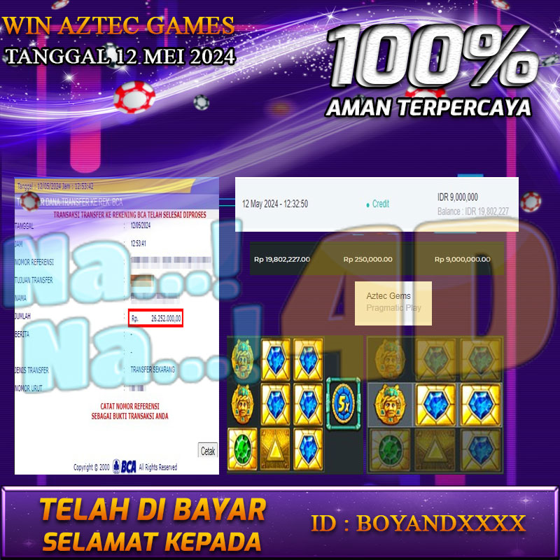 Bukti Pembayaran NANA4D hadiah Games 12 mei 2024