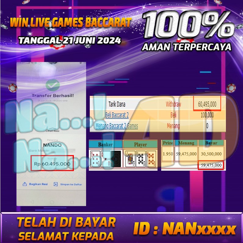 Bukti Pembayaran NANA4D hadiah Games 22 Juni 2024