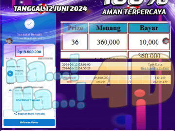 Bukti Pembayaran NANA4D hadiah Games 12 Juni 2024