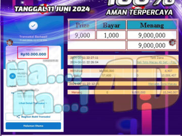 Bukti Pembayaran NANA4D hadiah Togel 11 Juni 2024