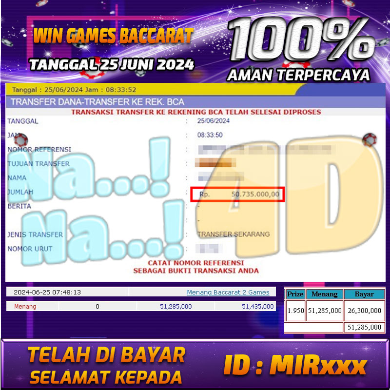 Bukti Pembayaran NANA4D hadiah Games 25 Juni 2024