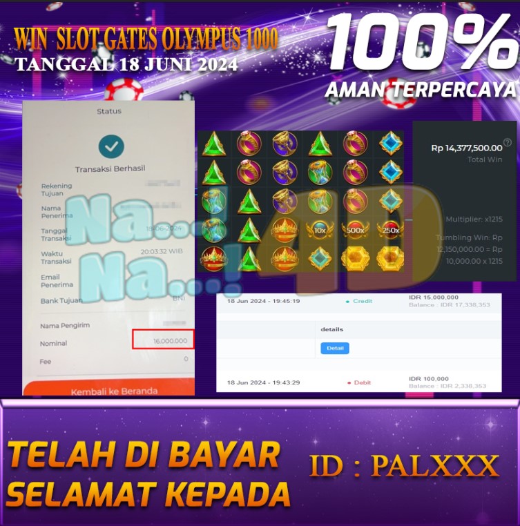 Bukti Pembayaran NANA4D hadiah Games 18 Juni 2024