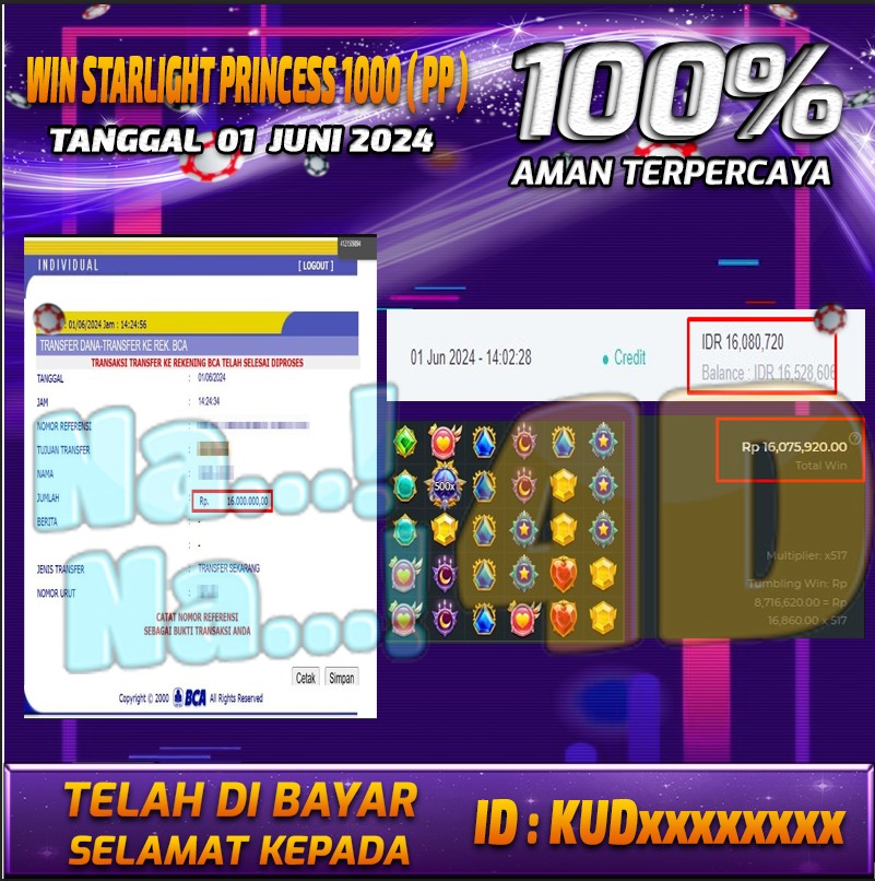 Bukti Pembayaran NANA4D hadiah Games 01 Juni 2024