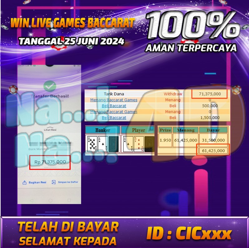 Bukti Pembayaran NANA4D hadiah Games 26 Juni 2024