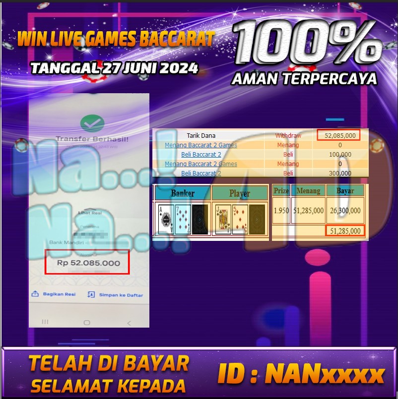 Bukti Pembayaran NANA4D hadiah Games 27 Juni 2024