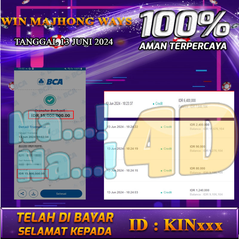 Bukti Pembayaran NANA4D hadiah tOGEL13Juni 2024