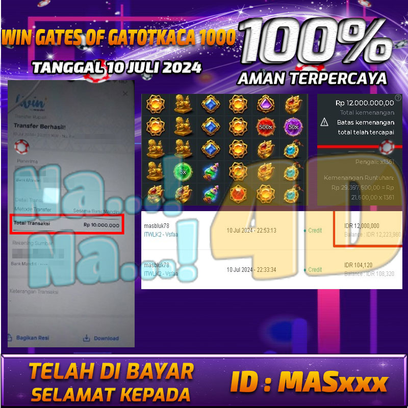 Bukti Pembayaran NANA4D hadiah Games 10 juli 2024