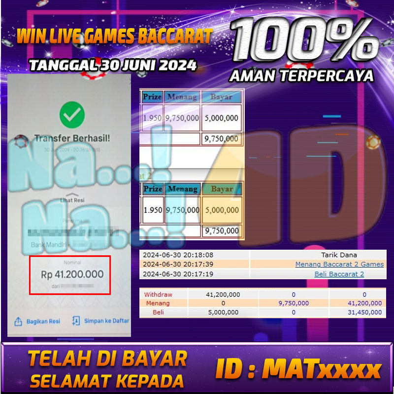 Bukti Pembayaran NANA4D hadiah Games 30 Juni 2024