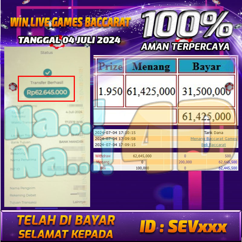 Bukti Pembayaran NANA4D hadiah Games 04 juli 2024