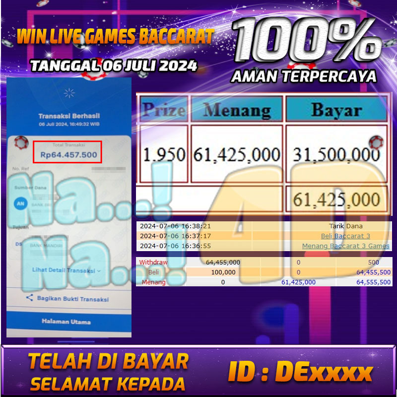 Bukti Pembayaran NANA4D hadiah Games 06 juli 2024