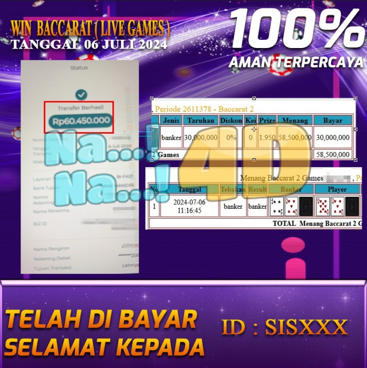 Bukti Pembayaran NANA4D hadiah Games 06 juli 2024