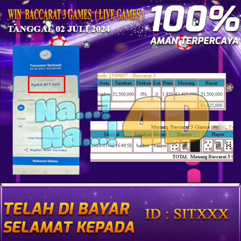 Bukti Pembayaran NANA4D hadiah Games 02 juli 2024