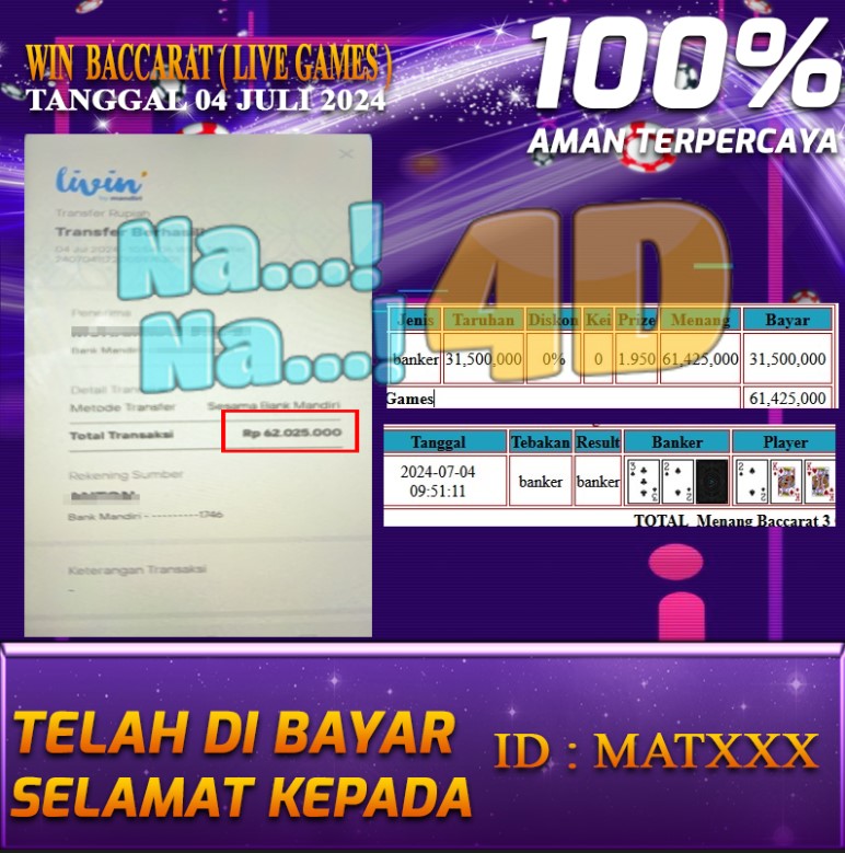 Bukti Pembayaran NANA4D hadiah Games 04 juli 2024